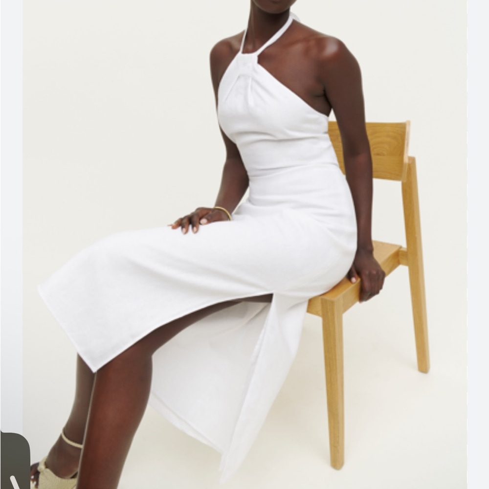 New! Reformation Santino White Linen Midi Dress